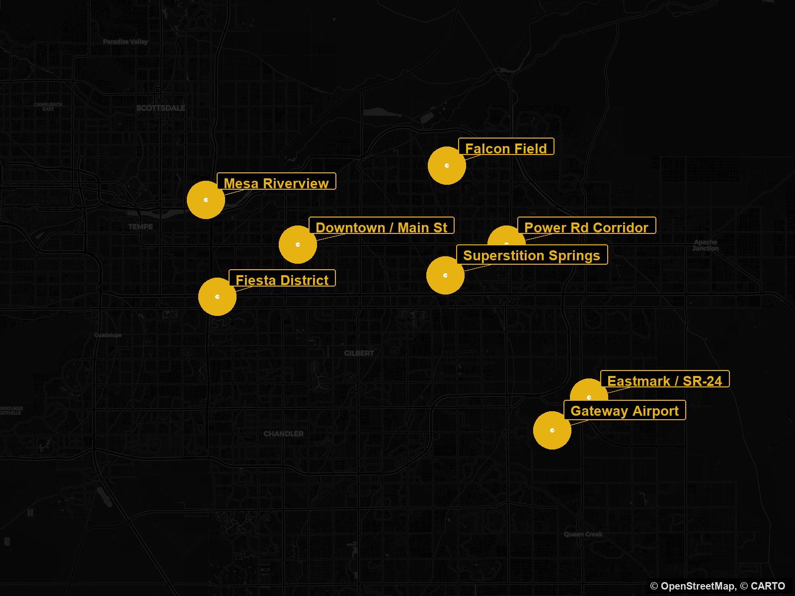 Mesa Arizona commercial real estate submarket map